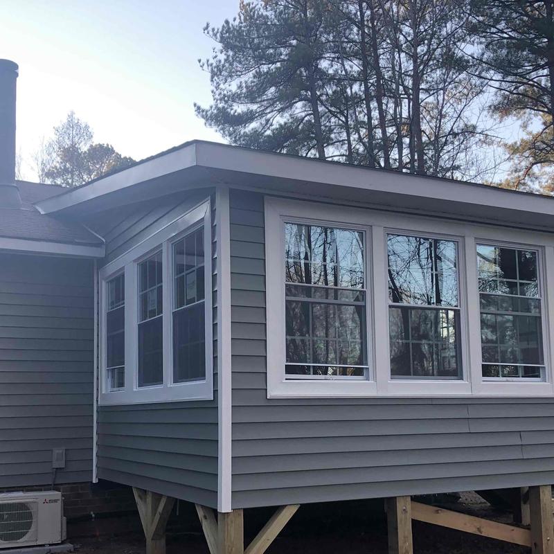 Window installation and siding on sunroom addition Window installation and siding on sunroom addition