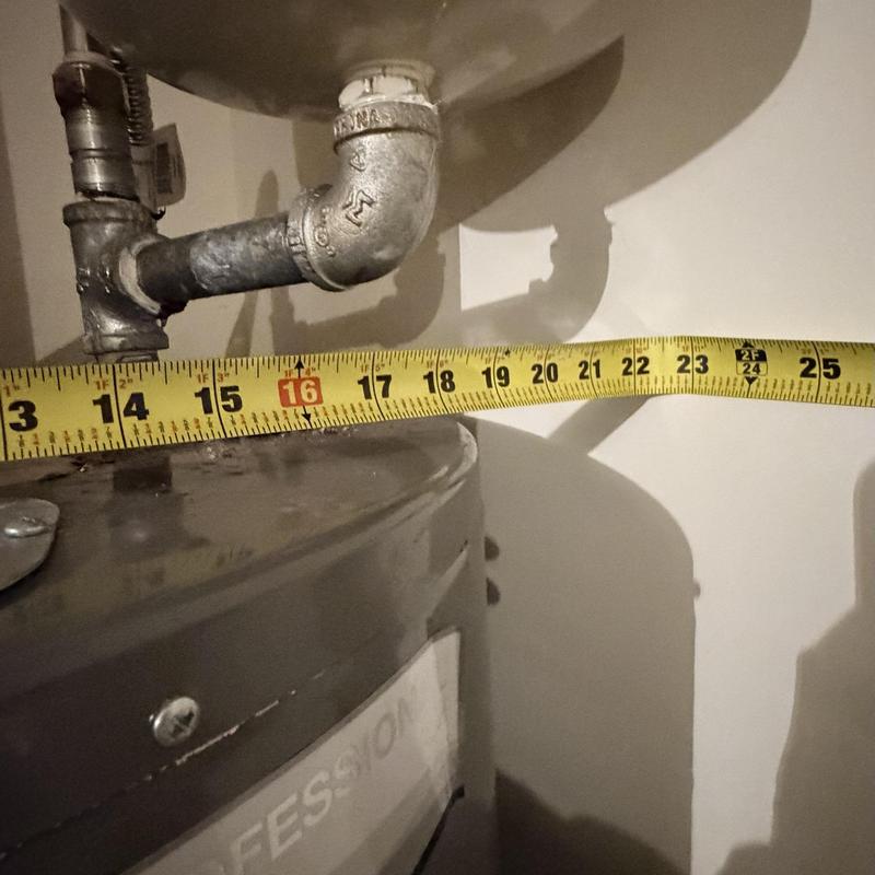 Electric water heater pipe measurement with tape