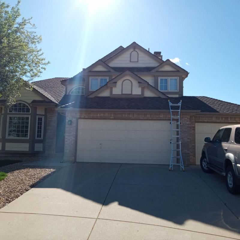 Presidential shingle roof inspection with ladder setup Presidential shingle roof inspection with ladder setup