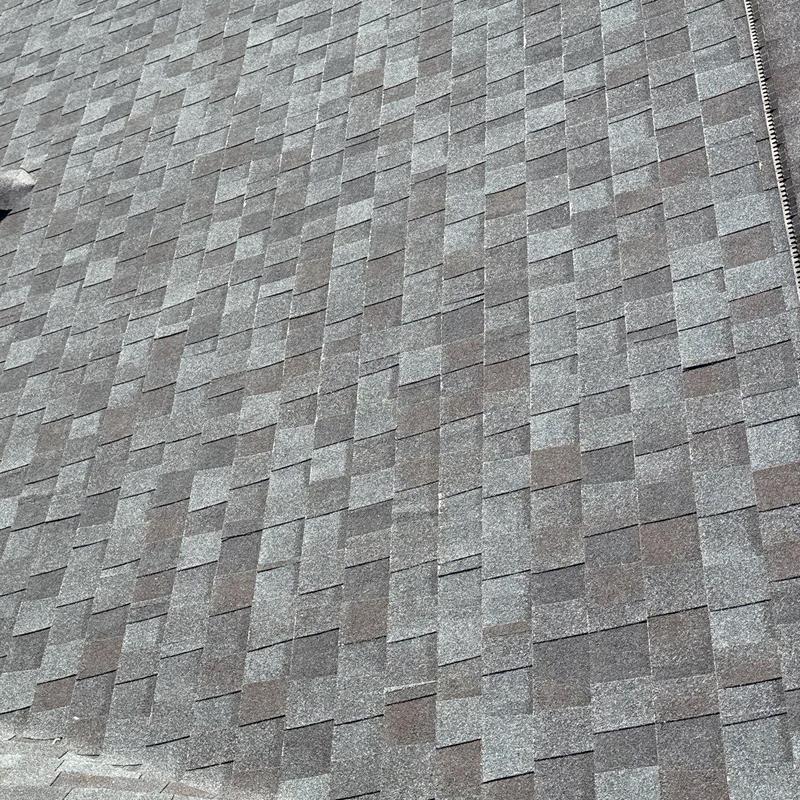 Asphalt shingle roof with visible hail damage