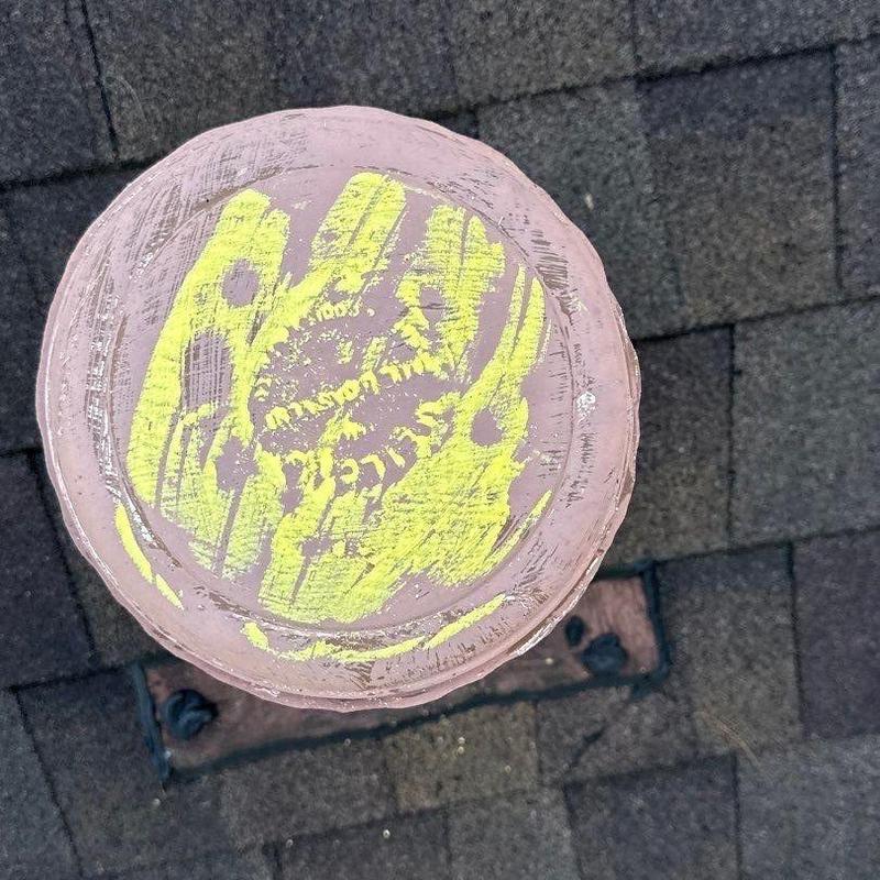 Vent pipe cap with roof shingle inspection markings