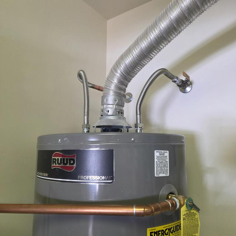 Water heater with new hot and cold supply lines