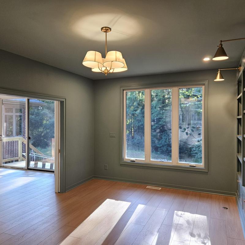 Window installation and interior lighting in office addition Window installation and interior lighting in office addition