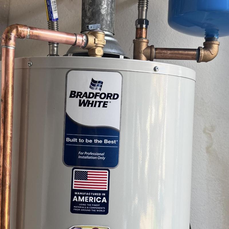 Bradford White natural gas water heater with copper piping