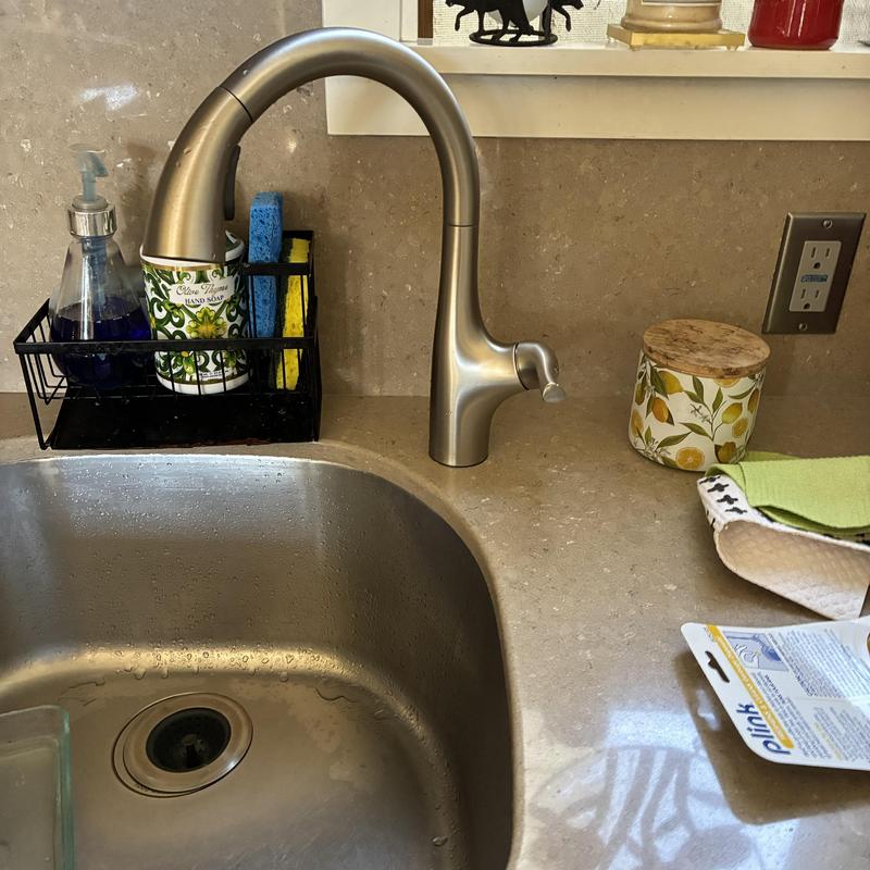 Kitchen faucet and angle stops installed under sink