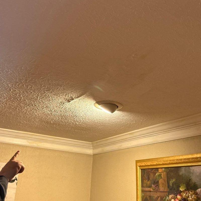 Ceiling light fixture with textured ceiling damage