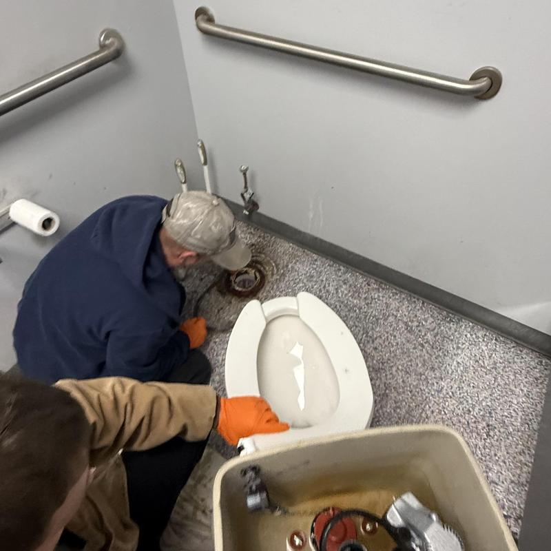 Commercial toilet flange inspection and tank removal