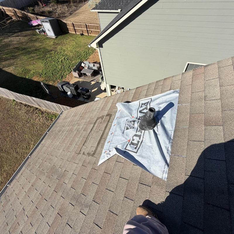 Pipe boot and decking board replacement on shingle roof