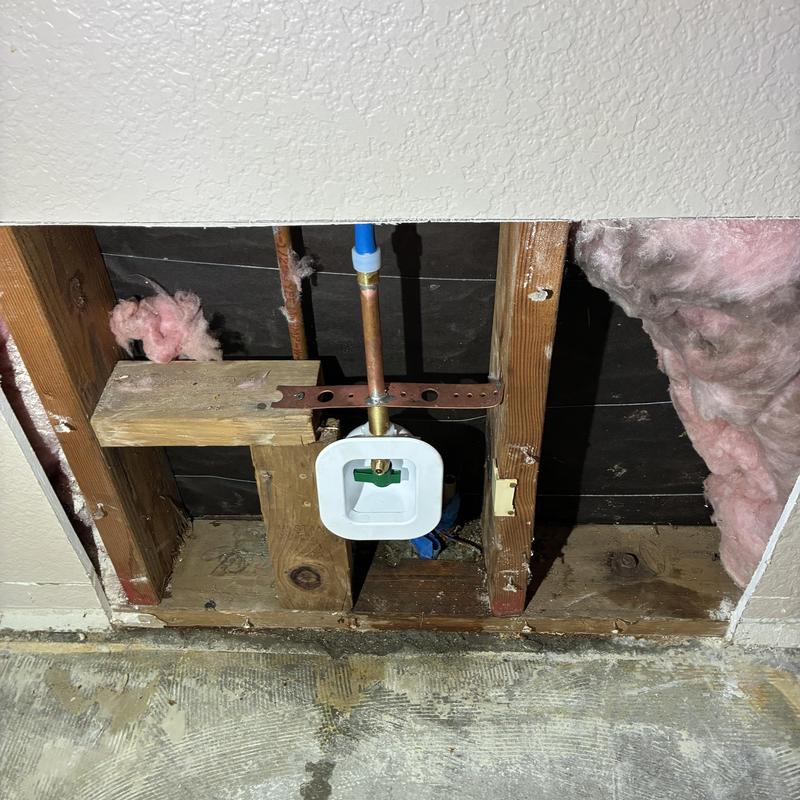 Ice maker water line reroute inside wall cavity Ice maker water line reroute inside wall cavity
