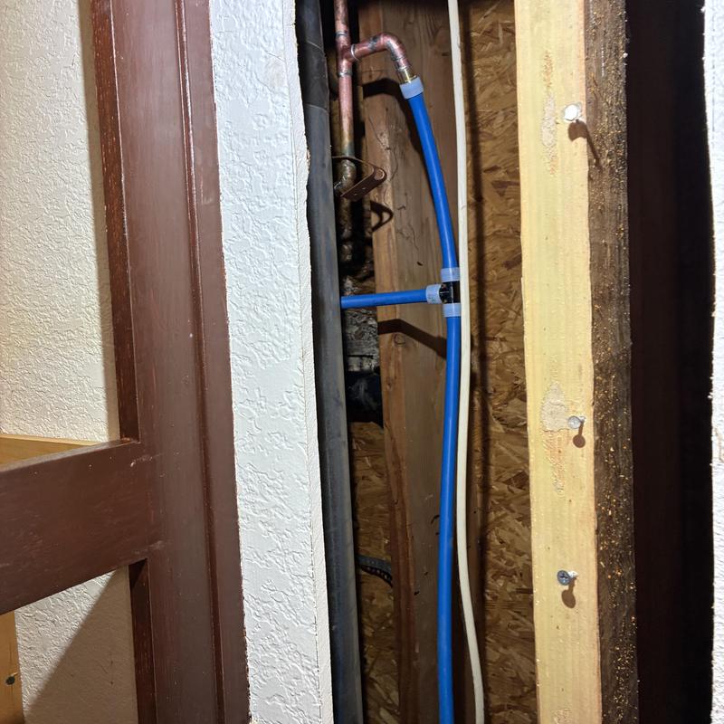 Ice maker cold water line reroute behind wall Ice maker cold water line reroute behind wall