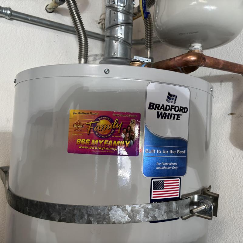 Bradford White 40-gallon water heater and piping