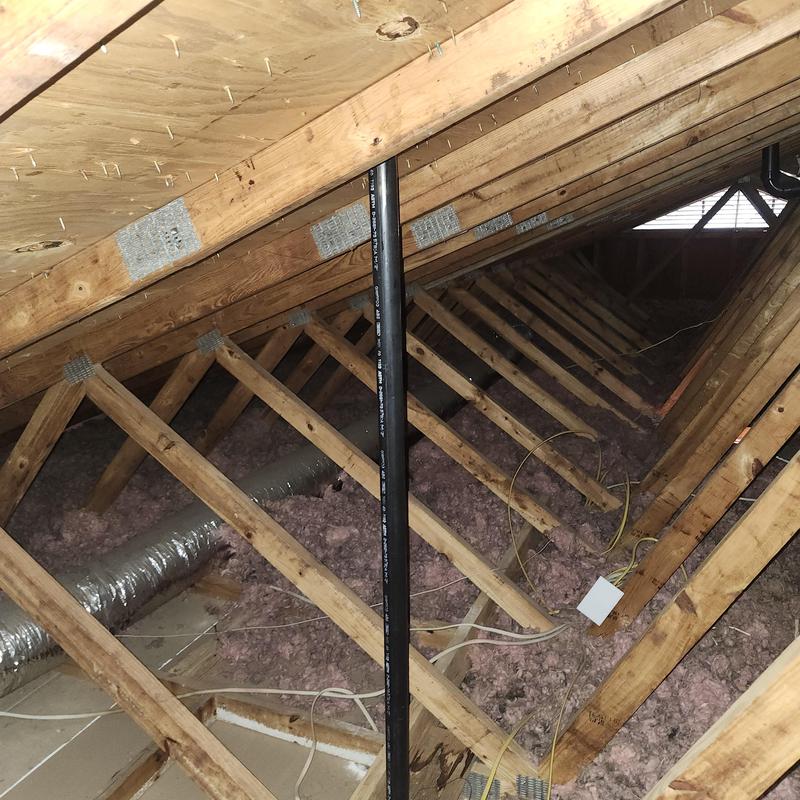 Unused attic pipe causing water leak in roof trusses