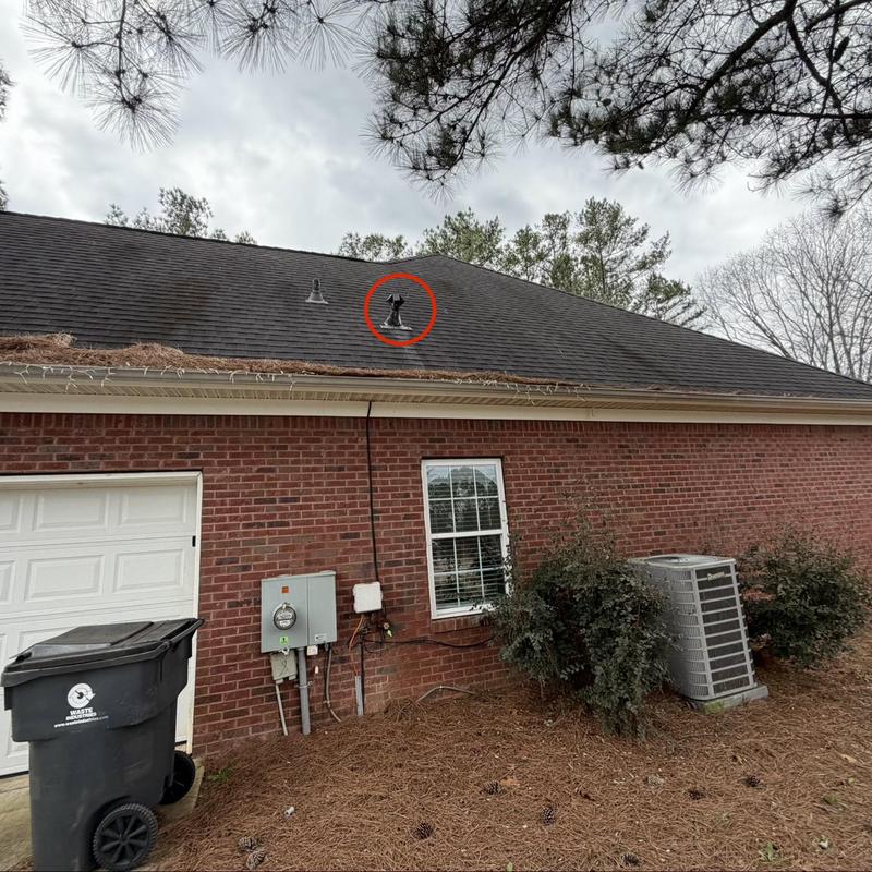 Dryer vent on roof with missing connection