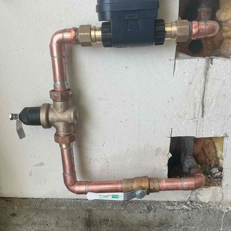 1-inch Moen flow device and pressure regulator valve installation