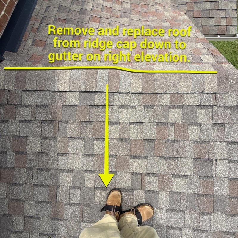 Asphalt shingle roof removal from ridge to gutter