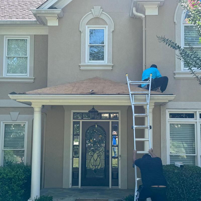 Metal awning roof replacement over front door