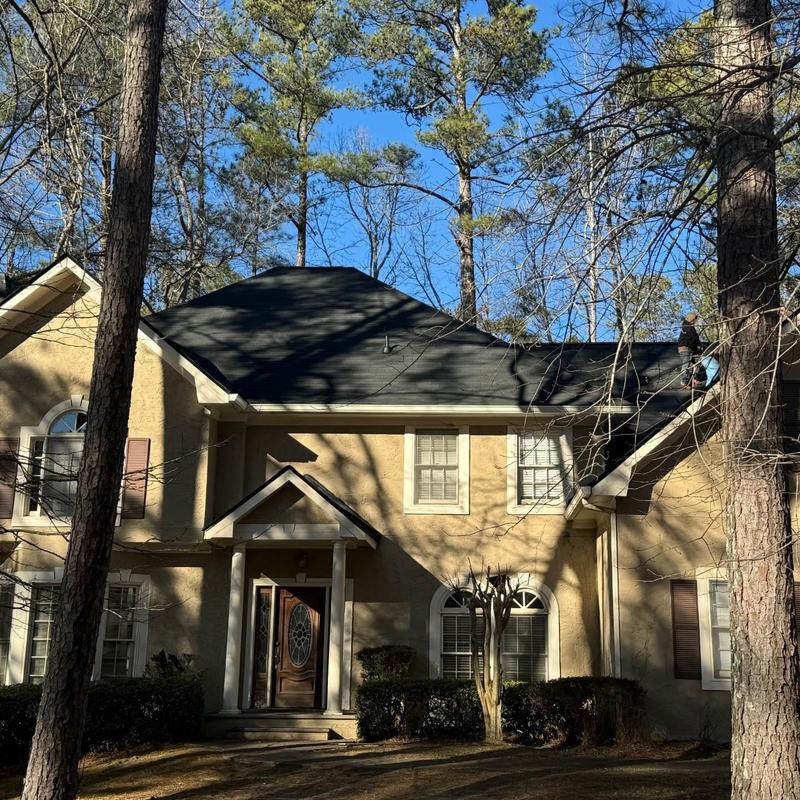 Asphalt shingle roof replacement on residential home Asphalt shingle roof replacement on residential home
