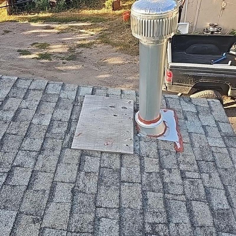 Roof plumbing vent pipe with flashing on shingle roof Roof plumbing vent pipe with flashing on shingle roof
