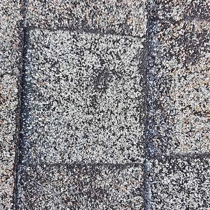 Asphalt roofing shingle with granule loss and hail damage Asphalt roofing shingle with granule loss and hail damage
