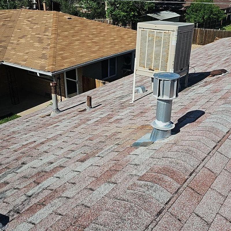 Shingles and pipe jack condition on residential roof Shingles and pipe jack condition on residential roof