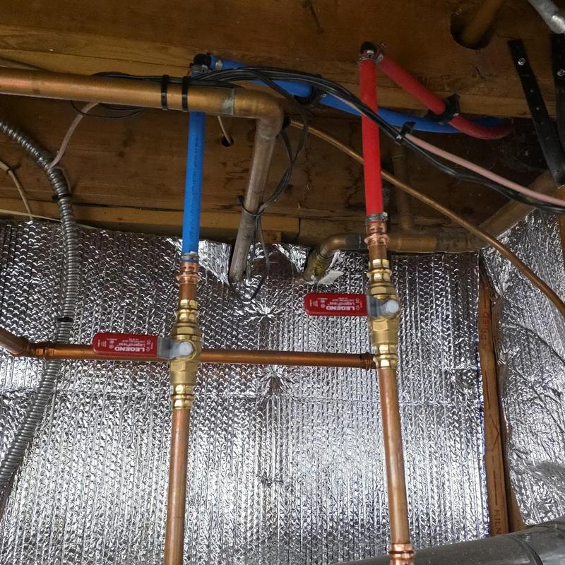 Copper water valves and piping for bathroom vanities