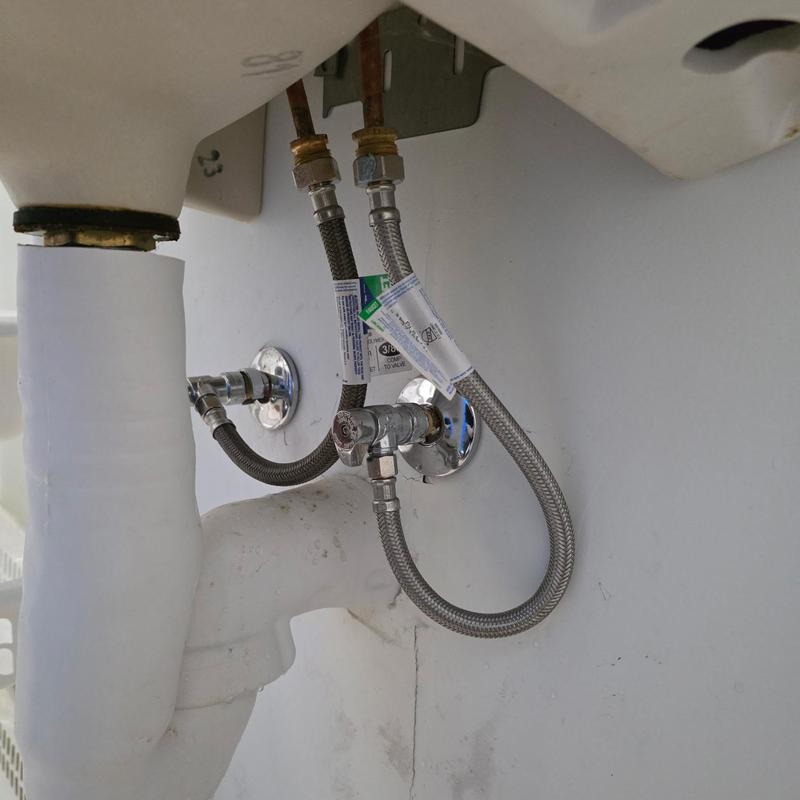 Bathroom sink supply lines with shutoff valves