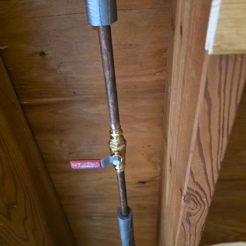 Ball valve installation on copper plumbing pipe