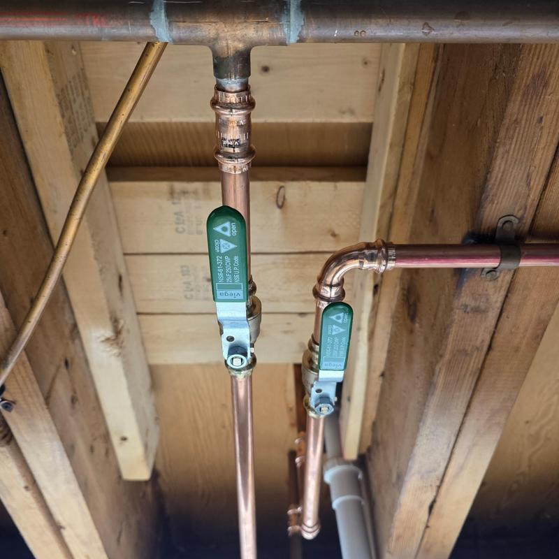 Copper water pipes with ball valve replacements
