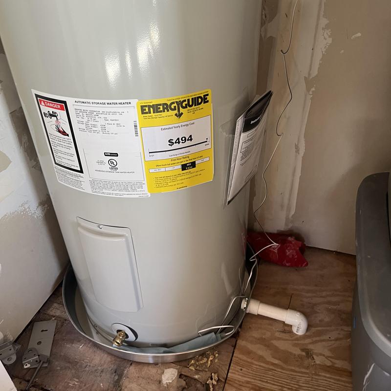 Bradford White 50-gallon electric water heater installation