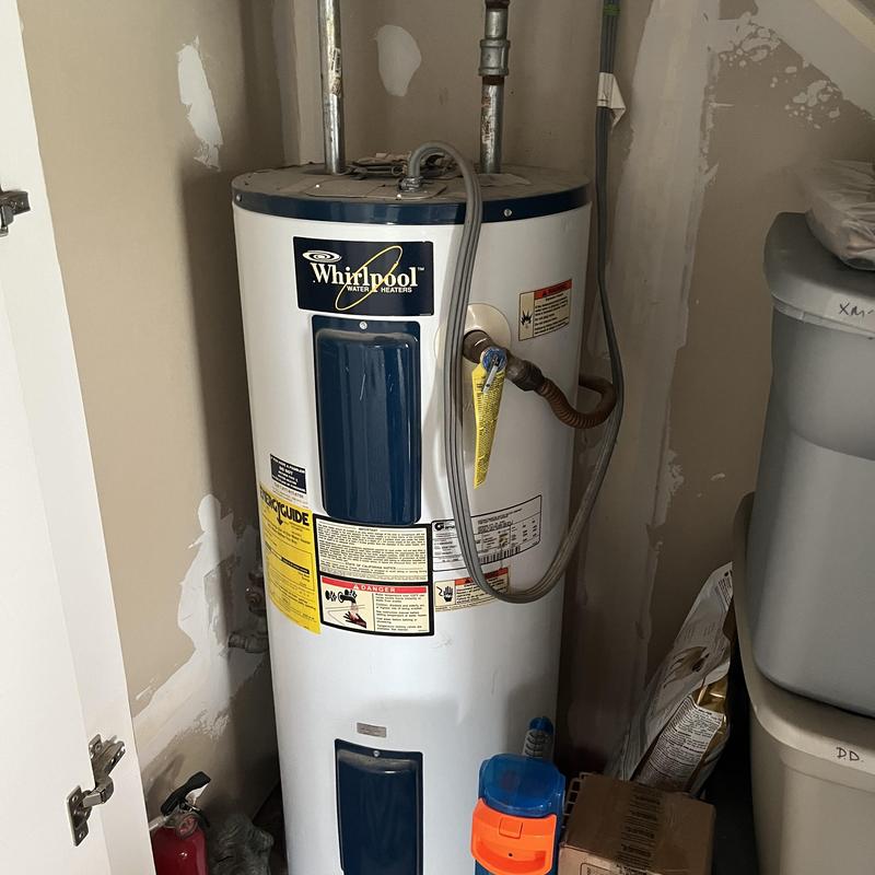 Whirlpool electric water heater installation in closet