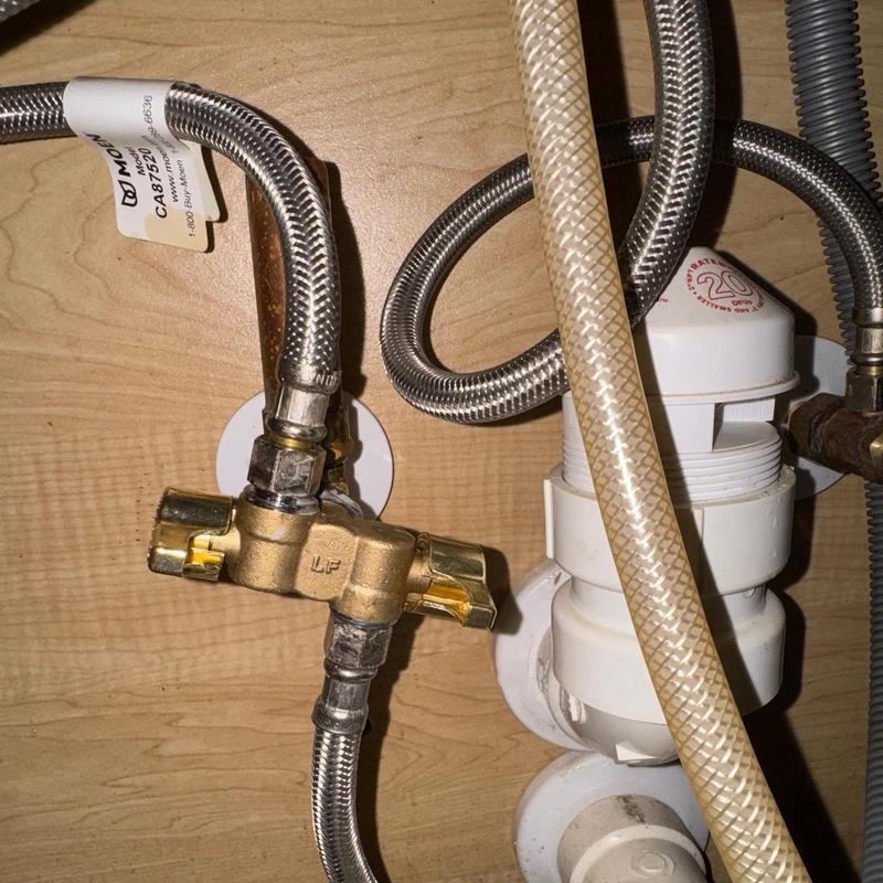 Hot side dual shut off valve under kitchen sink