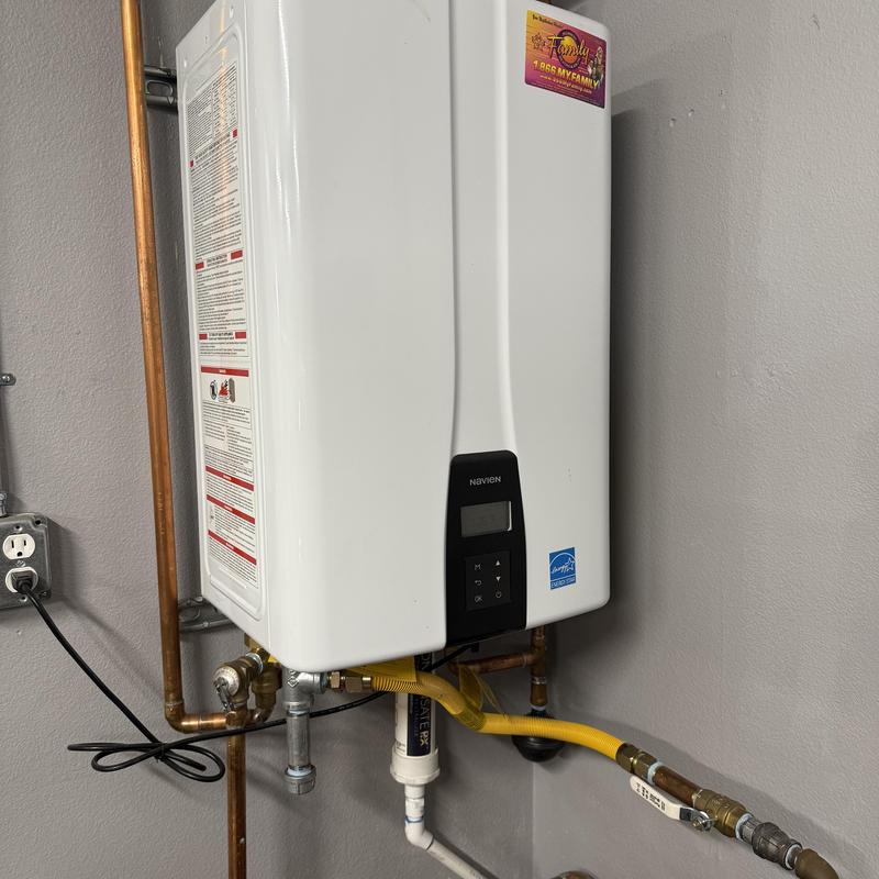 Navien 240A tankless water heater installation with pump