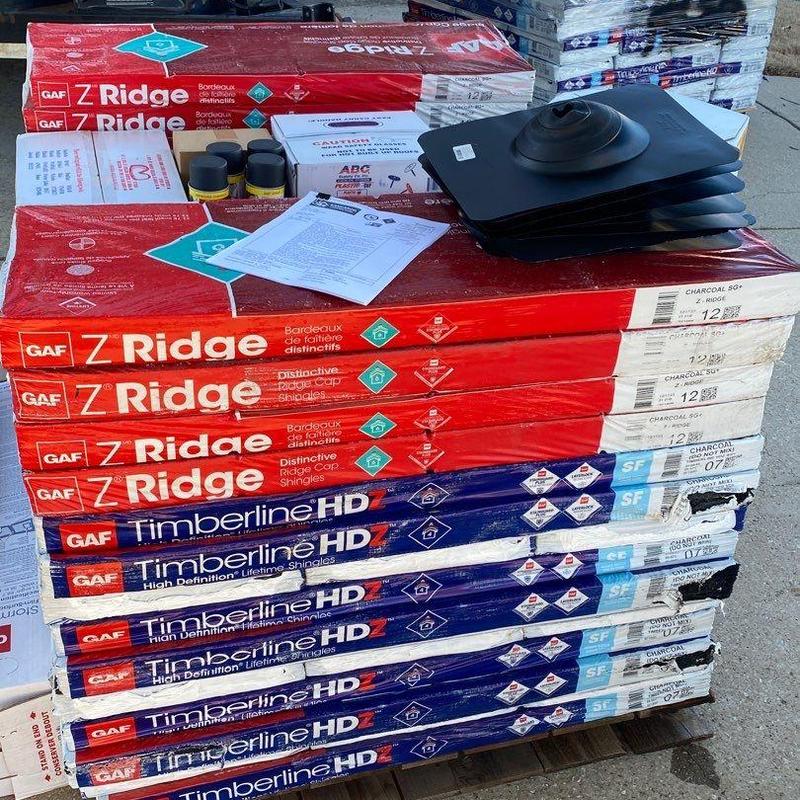 GAF Timberline HDZ and Z Ridge shingles stacked GAF Timberline HDZ and Z Ridge shingles stacked