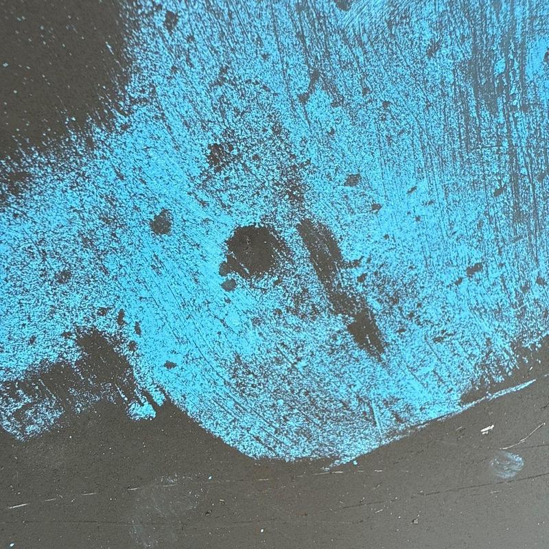 Asphalt shingle impact marked with blue chalk