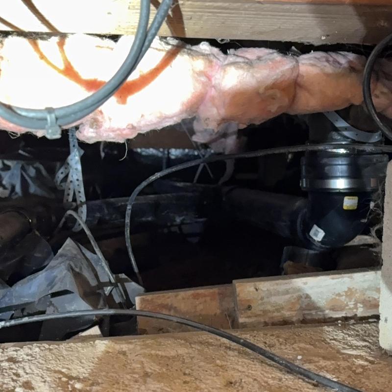 3-inch ABS sewer line in crawlspace with insulation