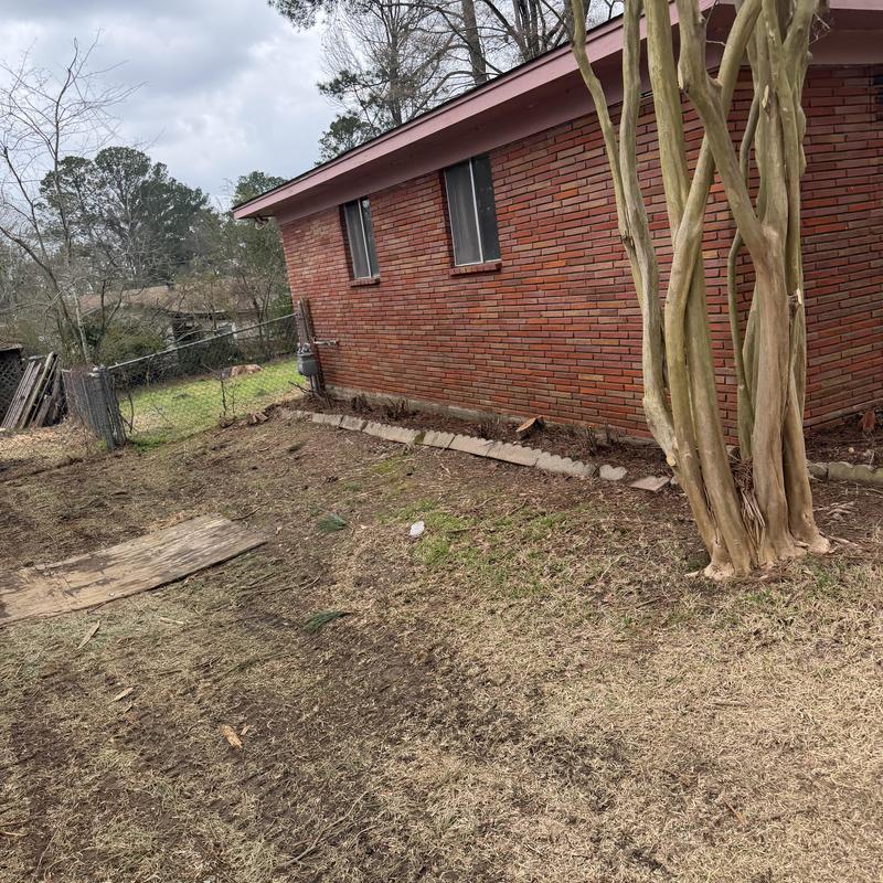 Brick house exterior before chemical wash prep
