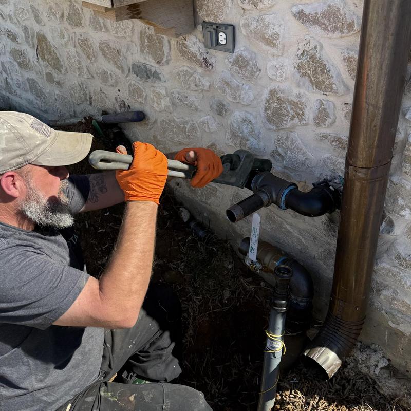 Gas line connection at pool heater installation site