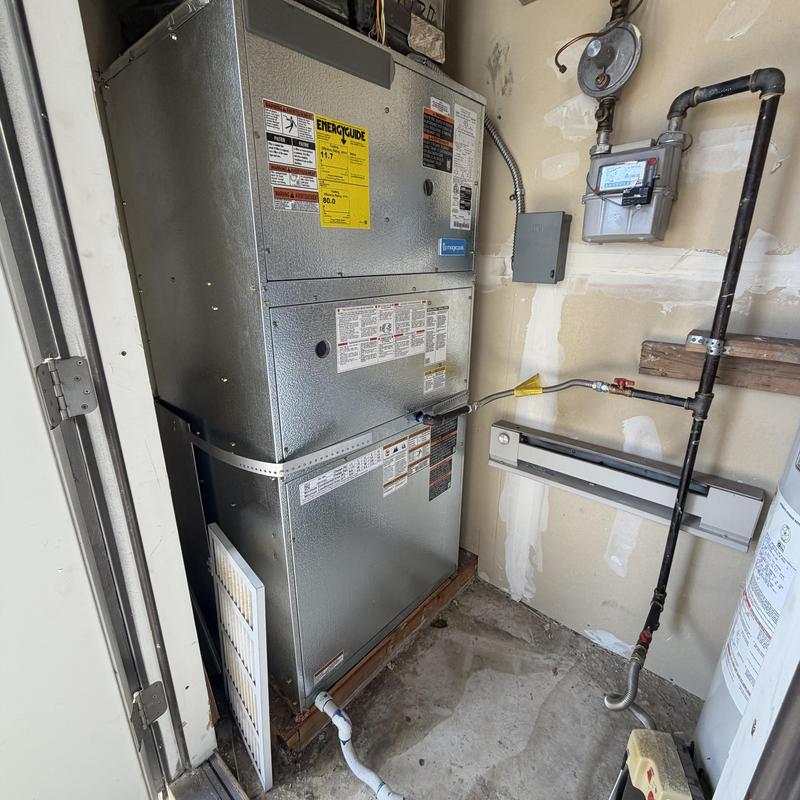 Magic-Pak HVAC unit installation in utility room