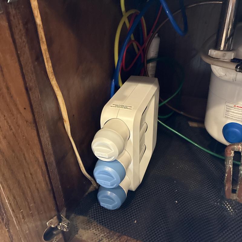 Reverse osmosis water filter installed under sink