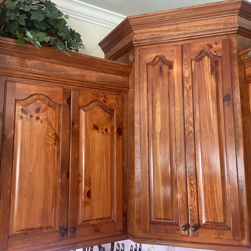 Wooden cabinet doors with stain and seal finish