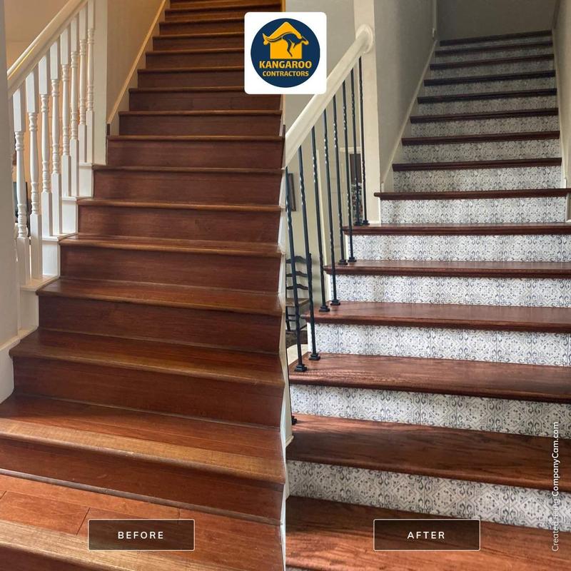 Stairway tile riser installation and soundproof wall