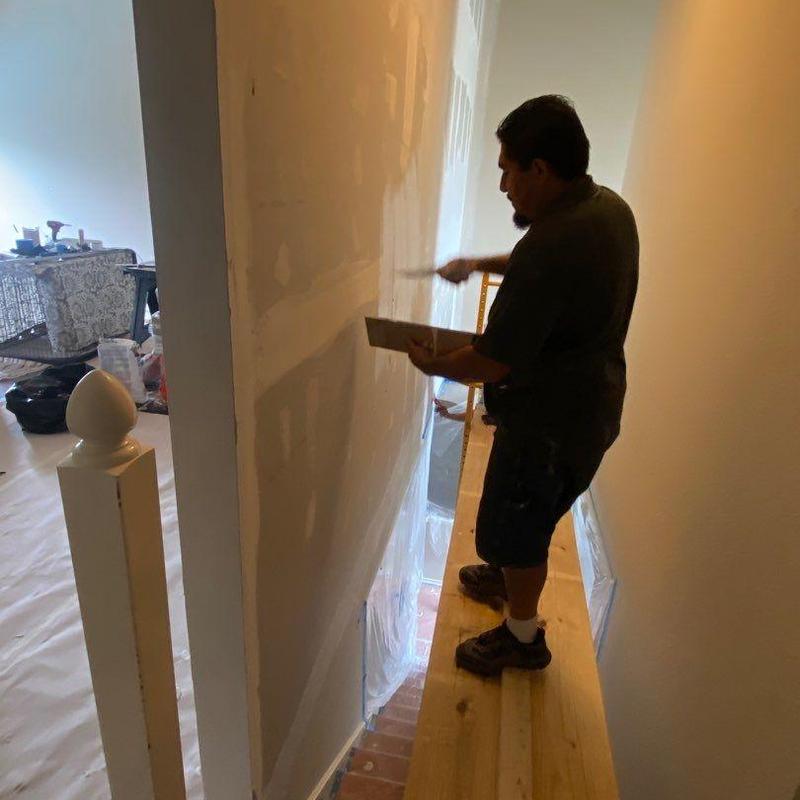 Stairway soundproof wall construction and finishing