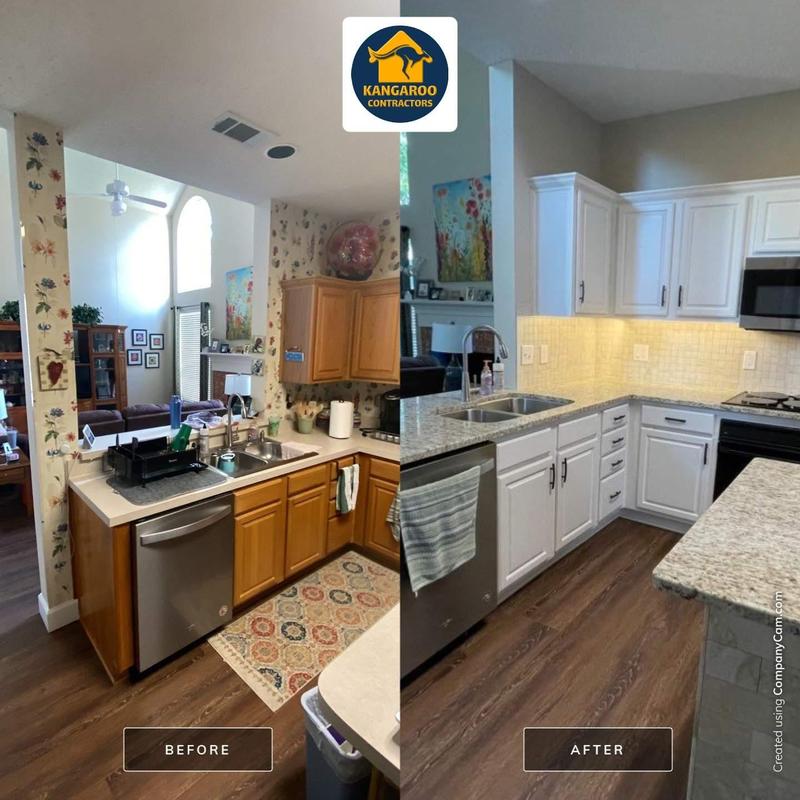 Kitchen cabinets and quartz countertops upgrade before and after