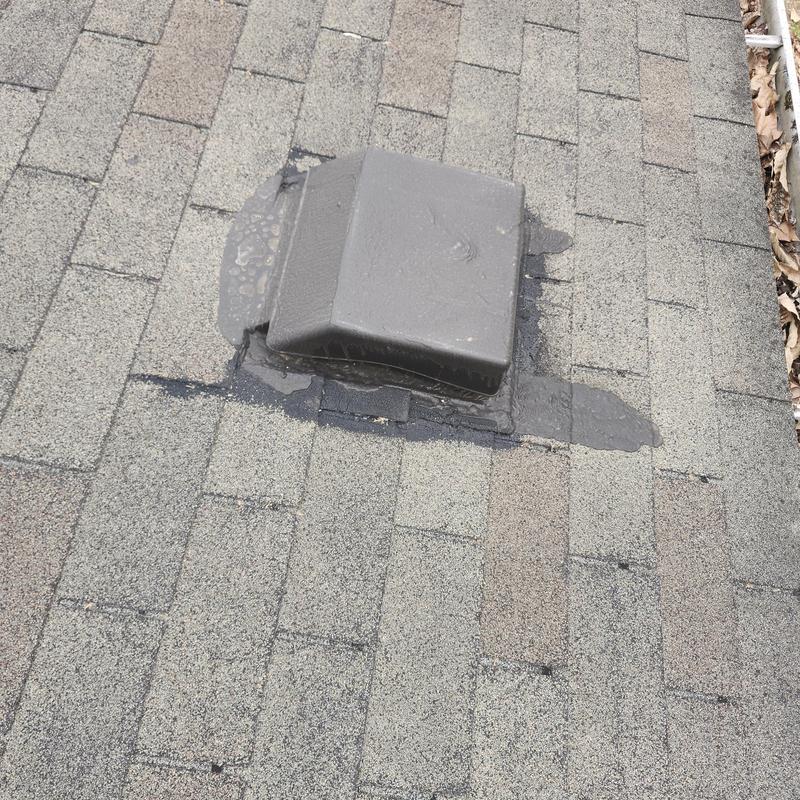 Roof vent with patch sealing on asphalt shingles
