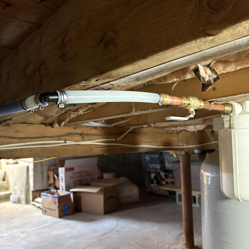 Three-quarter copper main with new PEX pipe and ball valve