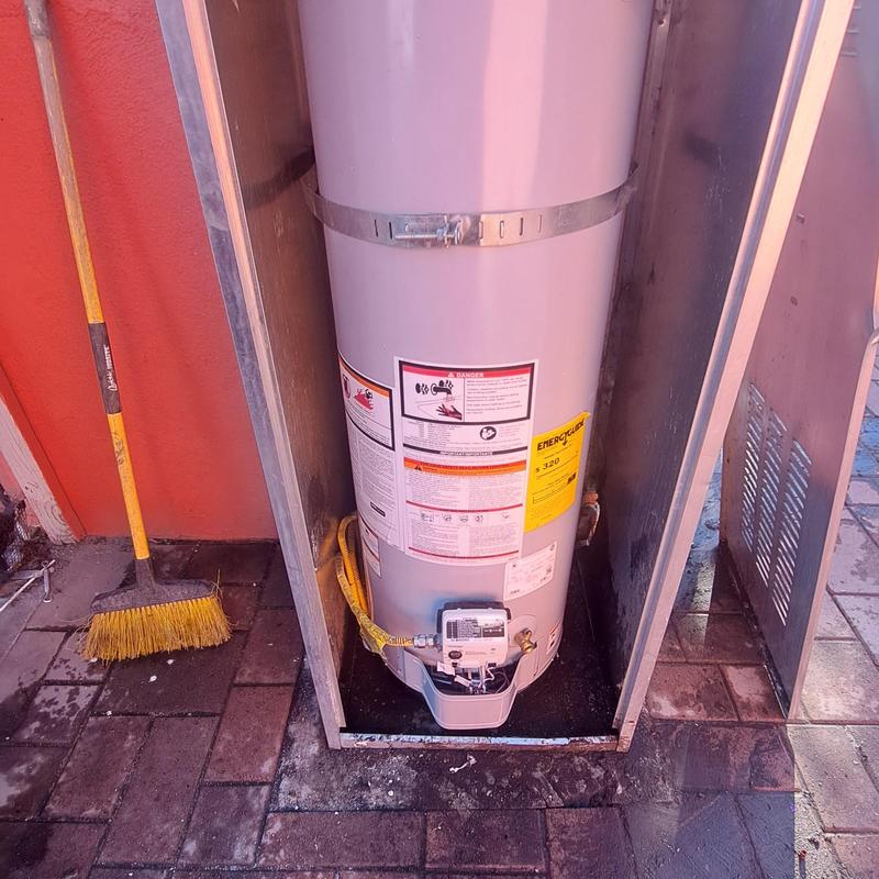 40 gallon gas water heater in exterior shed