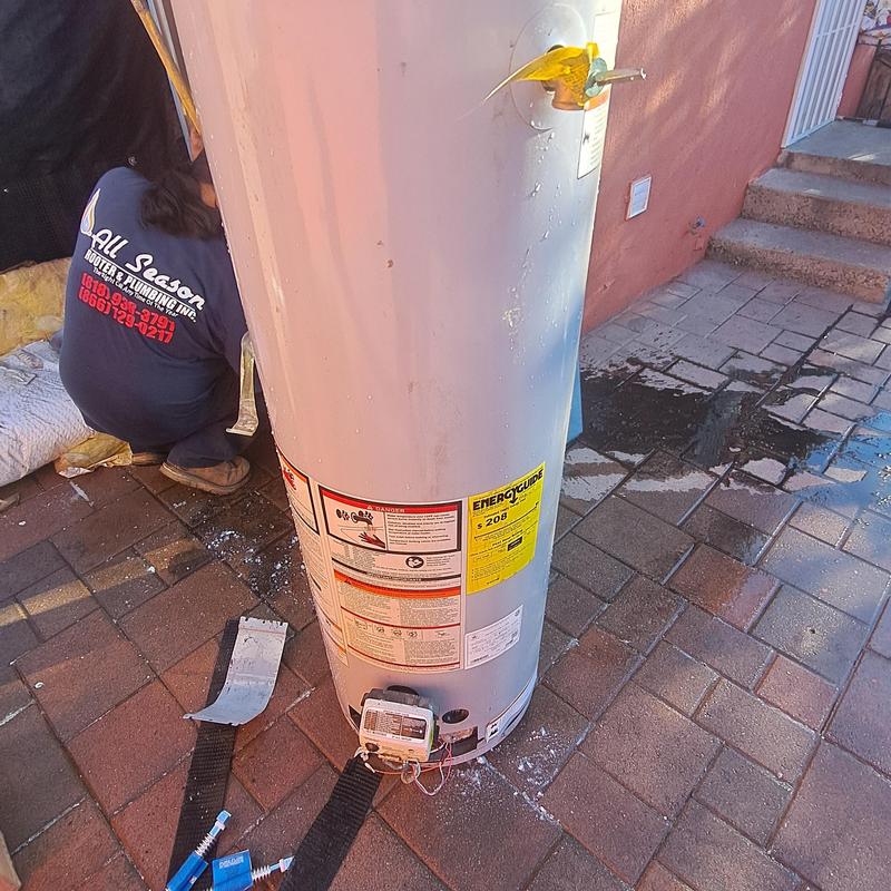 Gas water heater replacement in exterior shed