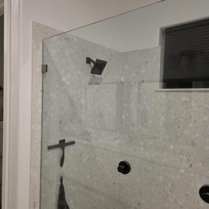 Delta shower mixing valve with rain head and slide bar