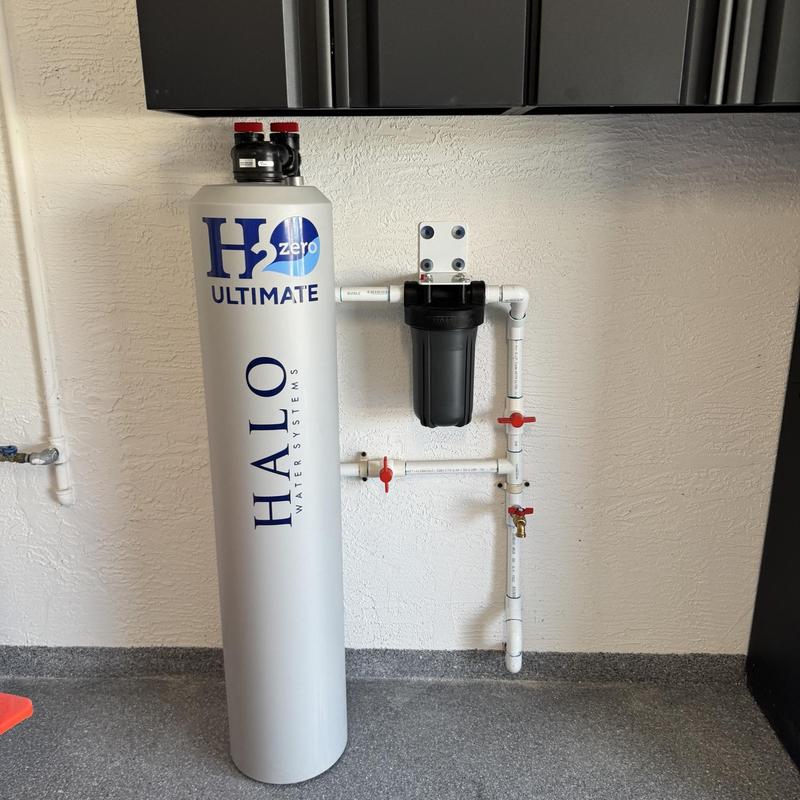 Water filtration system with piping and valves installed
