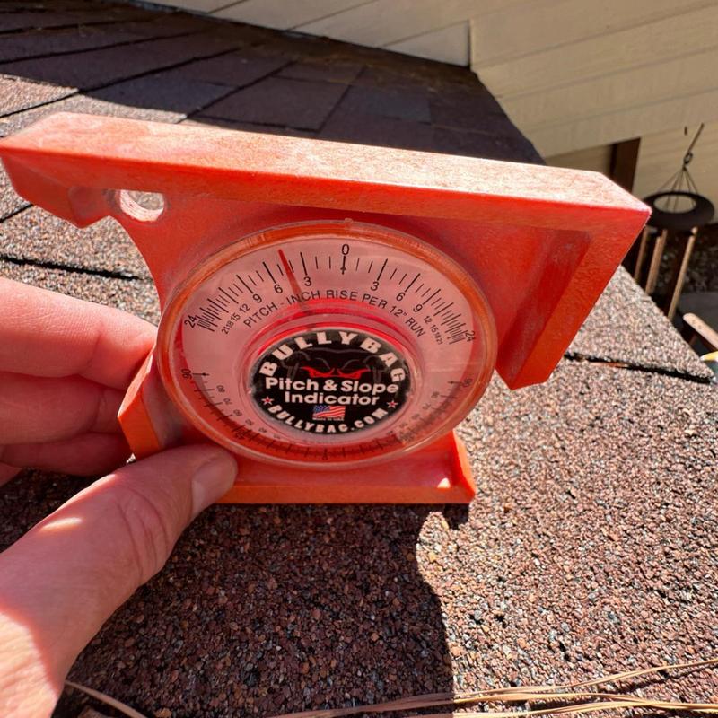 Roof pitch and slope indicator on shingles